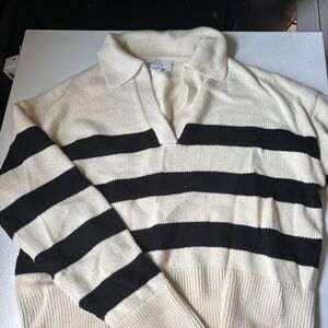 Velvet Black and Cream Striped Sweater